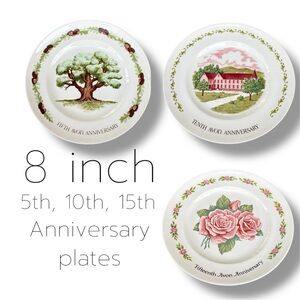 VTG Avon Anniversary 8” Plate Set - 5th, 10th, 15th Anniversary Collectable